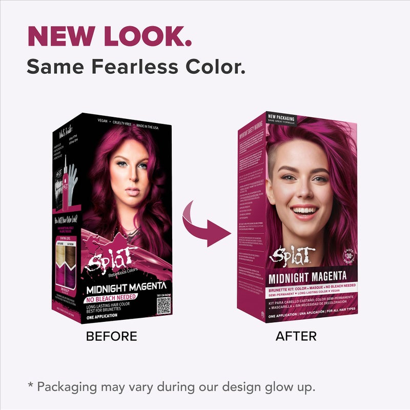 Splat Midnight Magenta Semi Permanent Hair Dye Kit, 1 Application, Includes Deep Reconstructor Conditioner, Lasts 30 Washes, No Bleach Required, Vegan & Cruelty Free Hair Color - Image 2